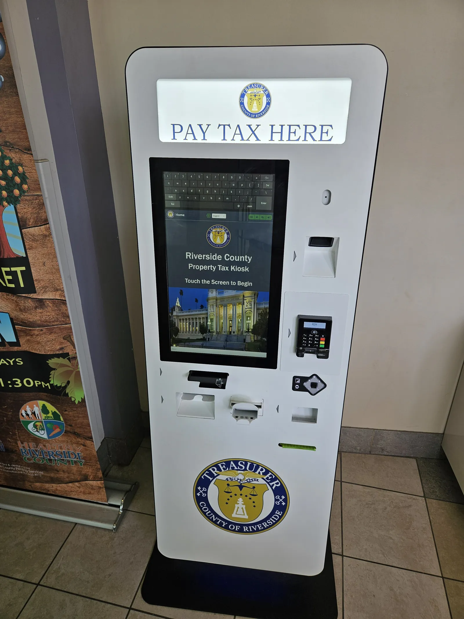 Riverside County Treasurer-Tax Collector property tax payment kiosk